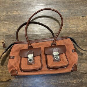 Dooney & Bourke Toasty Orange And Chocolate Double Pocket Signature Satchel